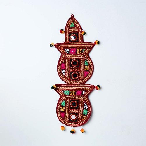 1 Pocket - Mirror Work Kutch Hand Embroidered Wall Hanging Letter Holder